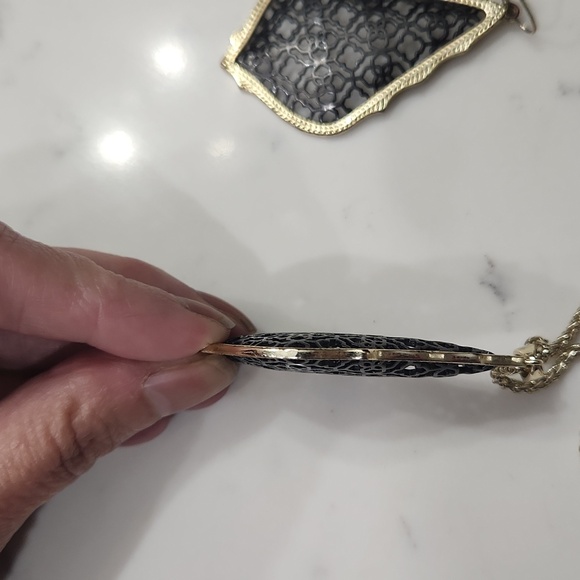 Kendra Scott Addie Gunmetal and Gold Necklace Earring Set - Picture 4 of 4